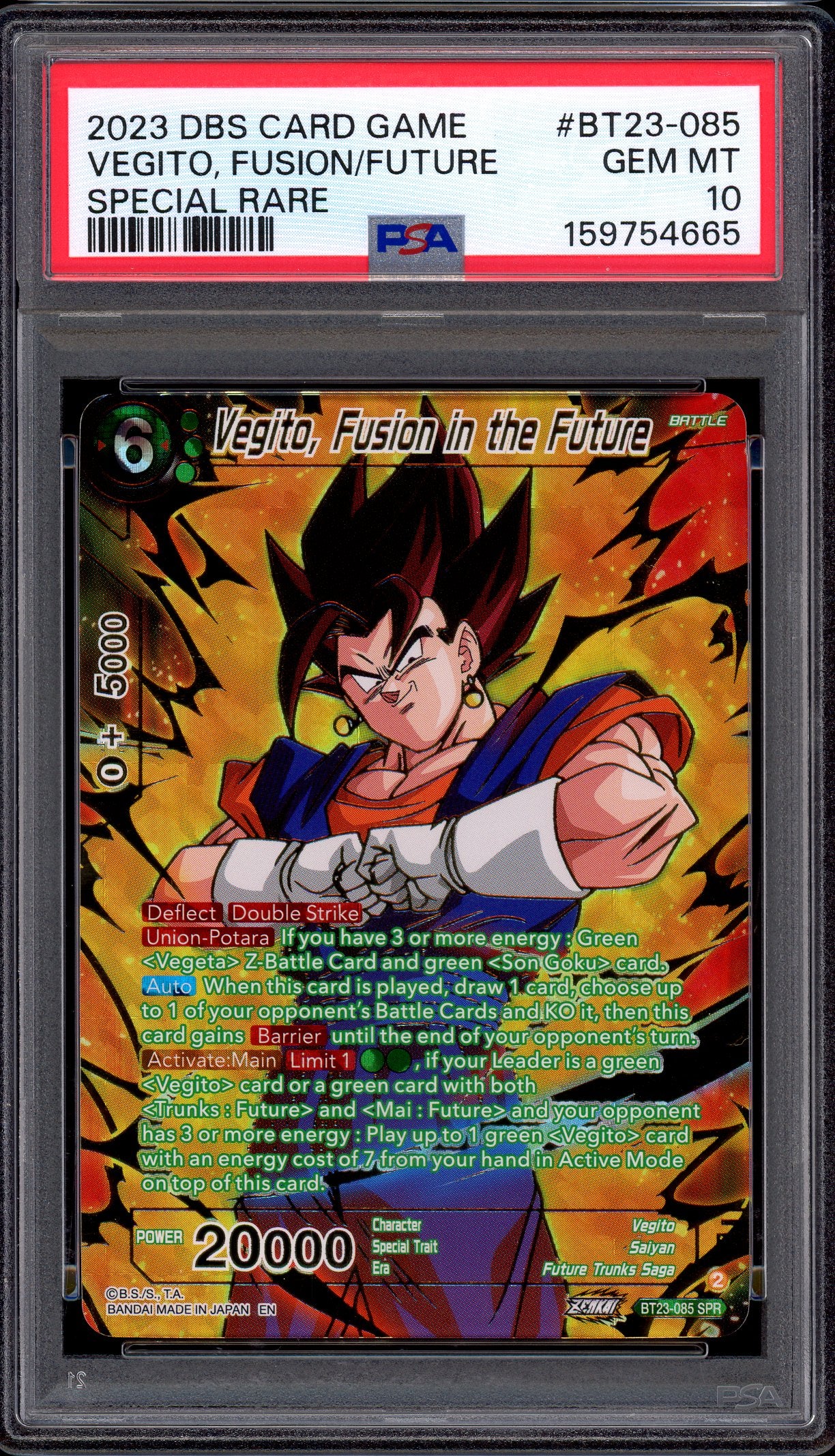 2023 Dragon Ball Super Vegito, Fusion in the Future SPR #BT23-085 PSA 10 GEM MINT
