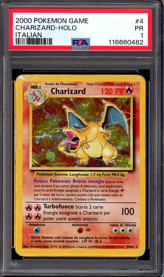 2000 Pokémon Game Italian Charizard-Holo #4 PSA 1 POOR