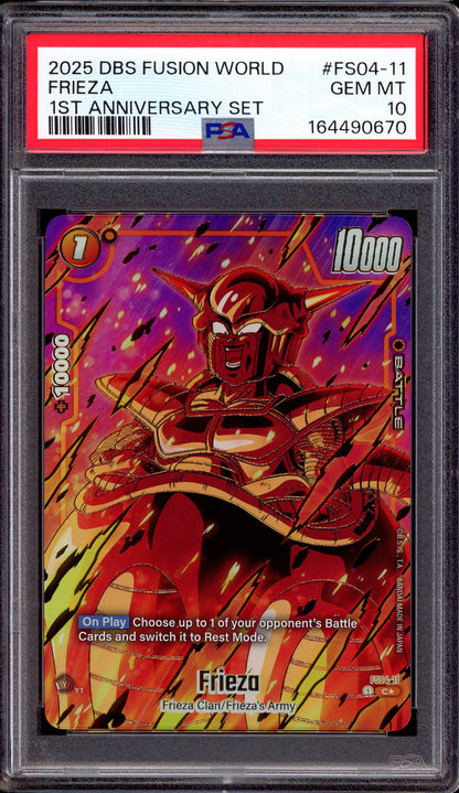 2025 Dragon Ball Super Fusion World 1st Anniversary Set Frieza #FS04-11 PSA 10 GEM MINT