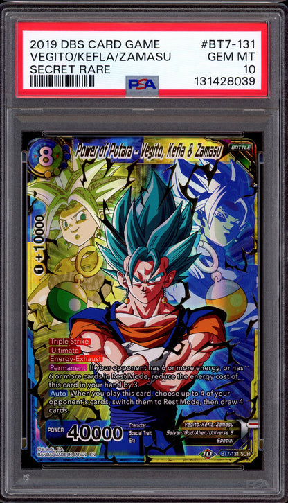 2019 Dragon Ball Super Power of Potara - Vegito, Kefla & Zamasu SCR #BT7-131 PSA 10 GEM MINT