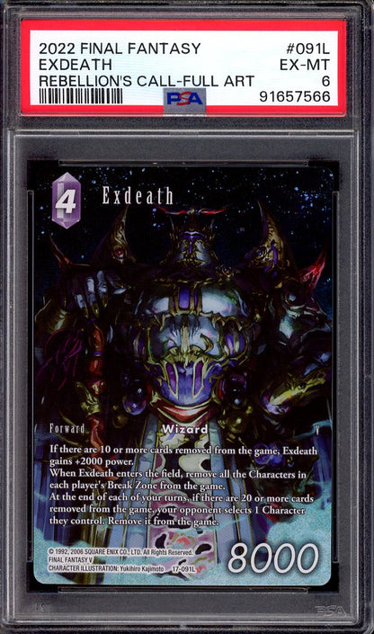 2022 Final Fantasy Rebellion's Call Full Art Exdeath #91L PSA 6 EX-MT