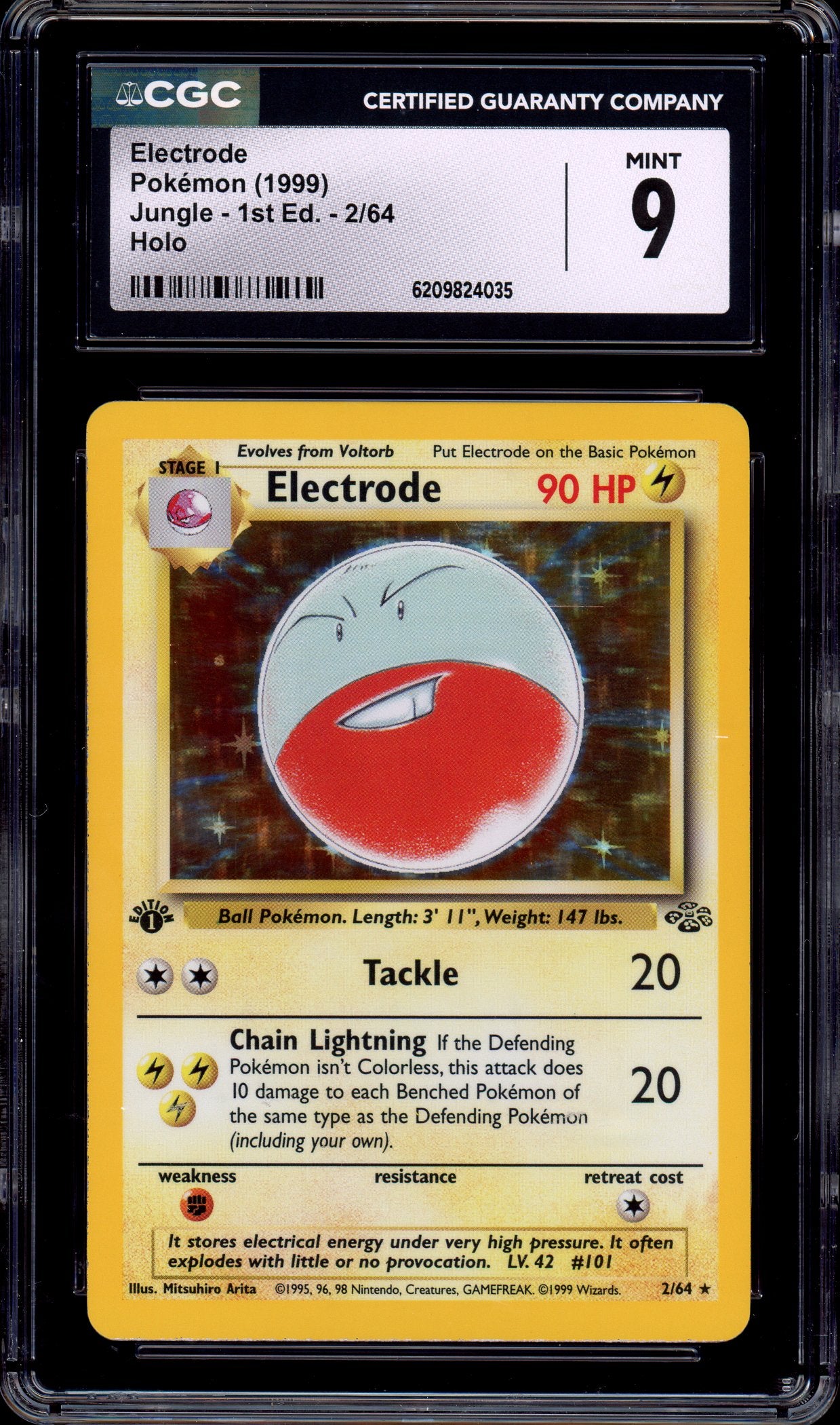 1999 Pokémon Jungle 1st Edition Electrode-Holo #2 CGC 9 MINT