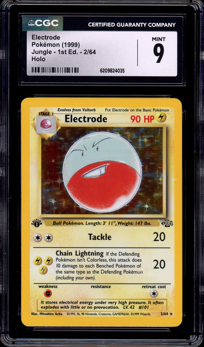 1999 Pokémon Jungle 1st Edition Electrode-Holo #2 CGC 9 MINT