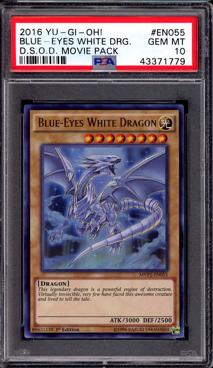 2016 Yu-Gi-Oh! DSOD Movie Pack Blue Eyes White Dragon #EN055 PSA 10 GEM MINT