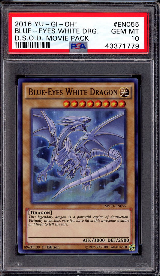 2016 Yu-Gi-Oh! DSOD Movie Pack Blue Eyes White Dragon #EN055 PSA 10 GEM MINT