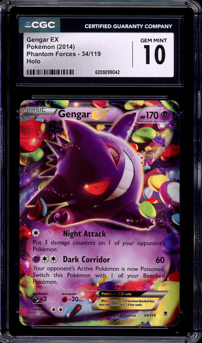2014 Pokémon XY Phantom Forces Gengar EX #34 CGC 10 GEM MINT
