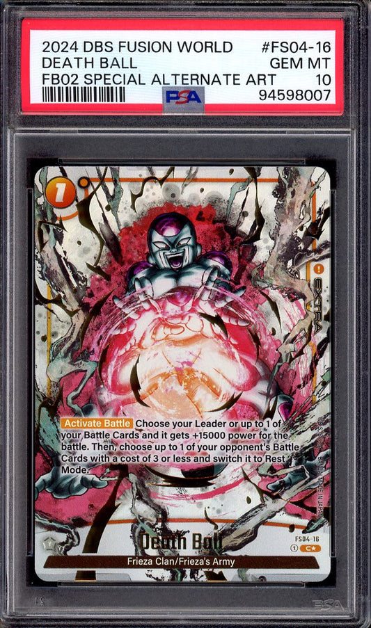 2024 Dragon Ball Super Fusion World FB02 Special Alternate Art Death Ball #16 PSA 10 GEM MINT