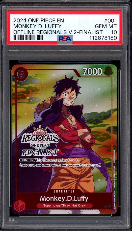 2024 One Piece Offline Regionals V2 Finalist Monkey D Luffy #1 PSA 10 GEM MINT