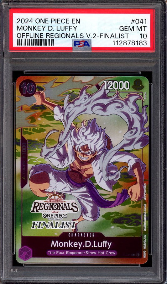 2024 One Piece Offline Regionals V2 Finalist Monkey D Luffy #41 PSA 10 GEM MINT