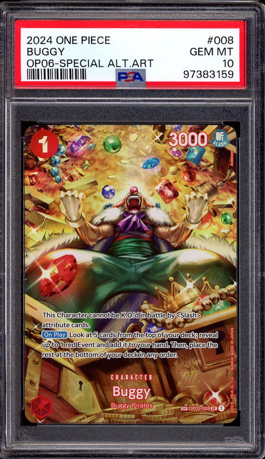 2024 One Piece OP06 Special Alternate Art Buggy #8 PSA 10 GEM MINT