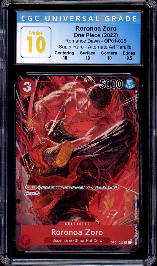 2022 One Piece OP01 Romance Dawn Alternate Art Roronoa Zoro #025 CGC 10 PRISTINE
