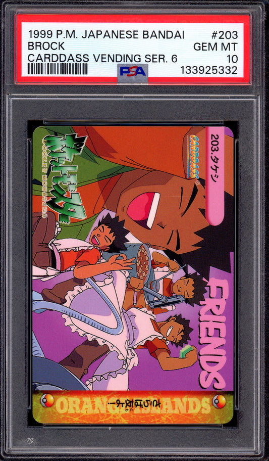 1999 Pokémon Japanese Bandai Carddass Vending Series 6 Brock #203 PSA 10 GEM MINT
