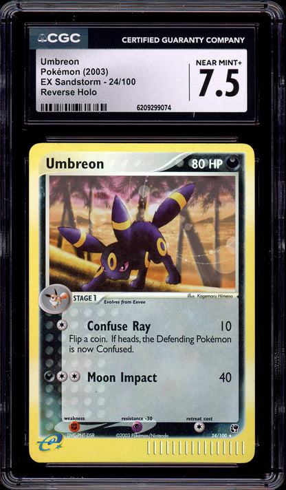 2003 Pokémon EX Sandstorm Umbreon-Reverse Holo #24 CGC 7.5 NM+