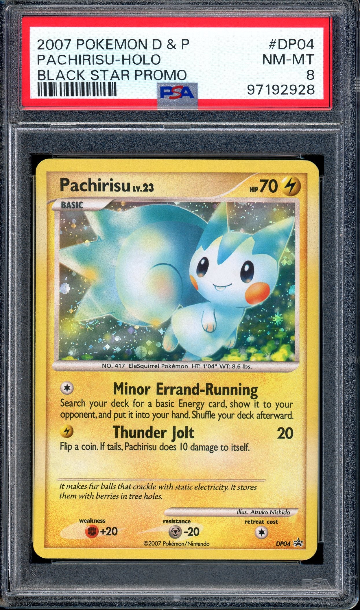 2007 Pokémon Diamond & Pearl Black Star Promo Pachirisu-Holo #DP04 PSA 8 NM-MT