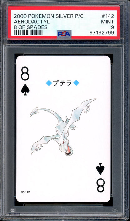 2000 Pokémon Silver Poker Cards 8 Of Spades Aerodactyl #142 PSA 9 MINT