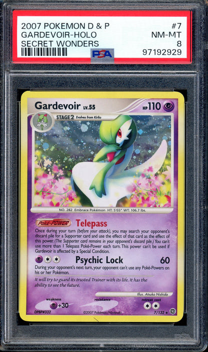 2007 Pokémon Diamond & Pearl Secret Wonders Gardevoir-Holo #7 PSA 8 NM-MT