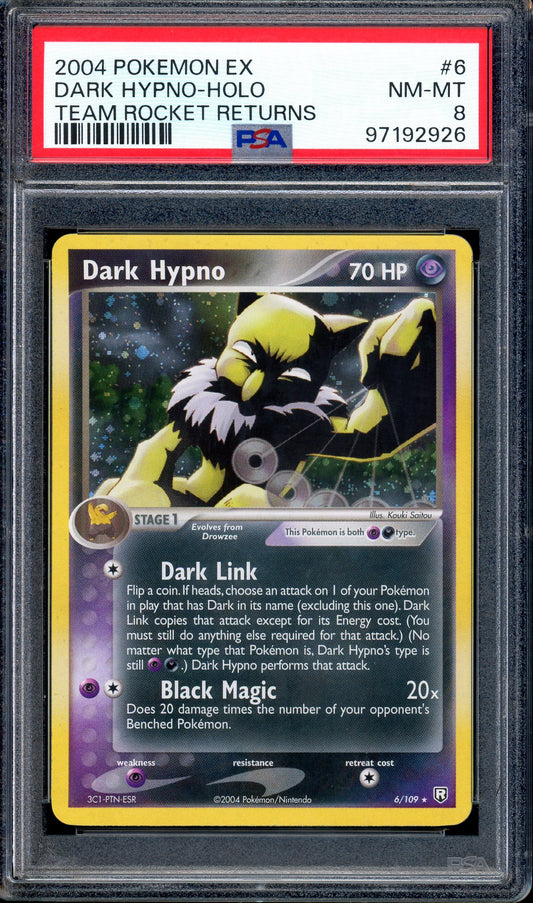 2004 Pokémon EX Team Rocket Returns Dark Hypno-Holo #6 PSA 8 NM-MT