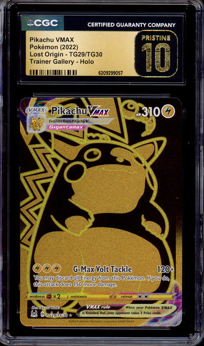 2022 Pokémon SWSH Lost Origin Full Art Pikachu VMAX #TG29 CGC 10 PRISTINE