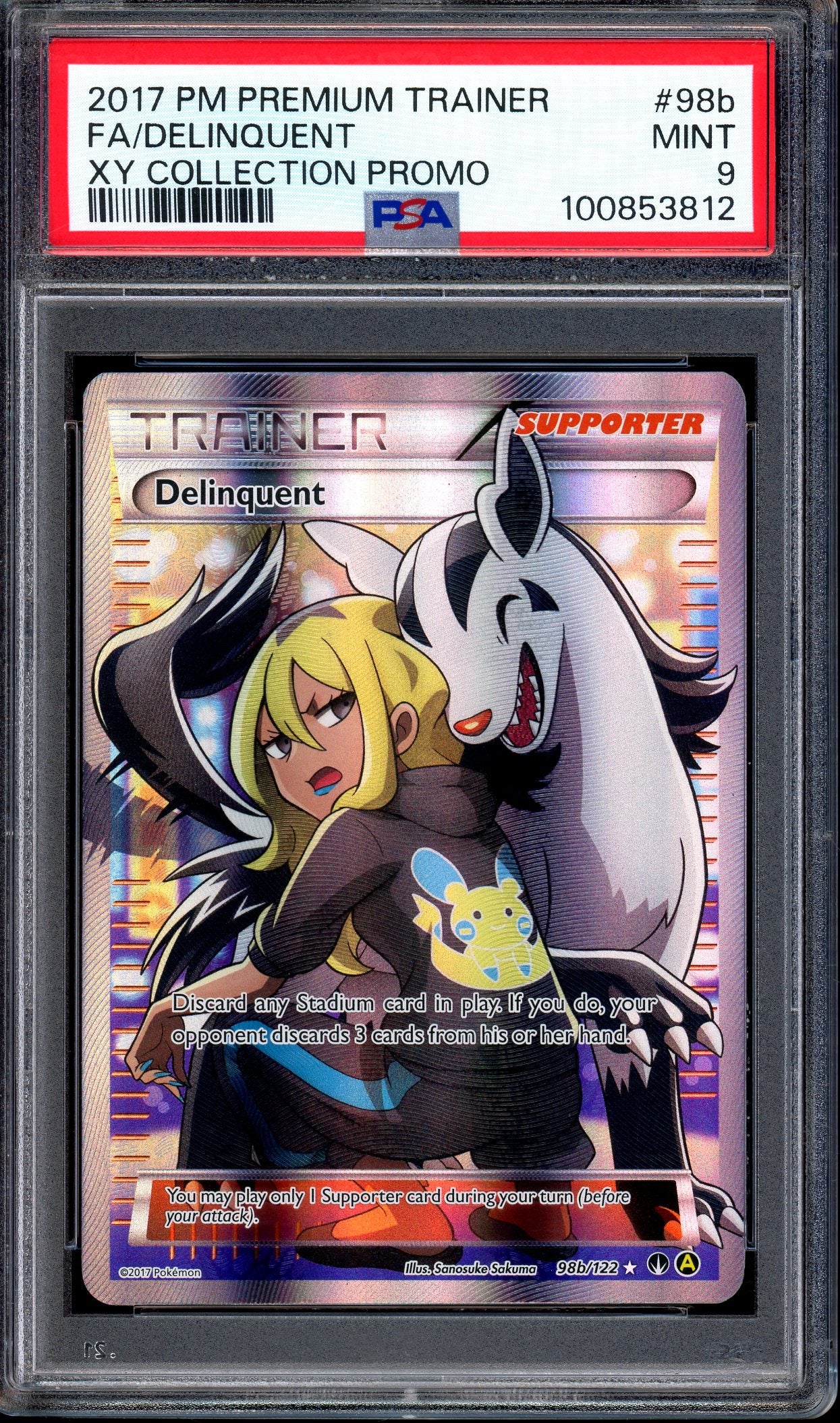 2017 Pokémon Premium Trainer XY Collection Promo Full Art Delinquent #98b PSA 9 MINT