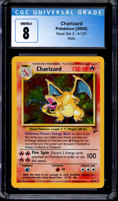 2000 Pokémon Game Base II Charizard-Holo #4 CGC 8 NM-MT