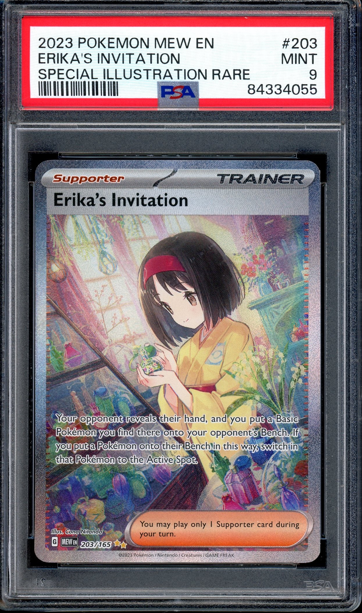 2023 Pokémon Scarlet & Violet 151 Special Illustration Rare Erika's Invitation #203 PSA 9 MINT