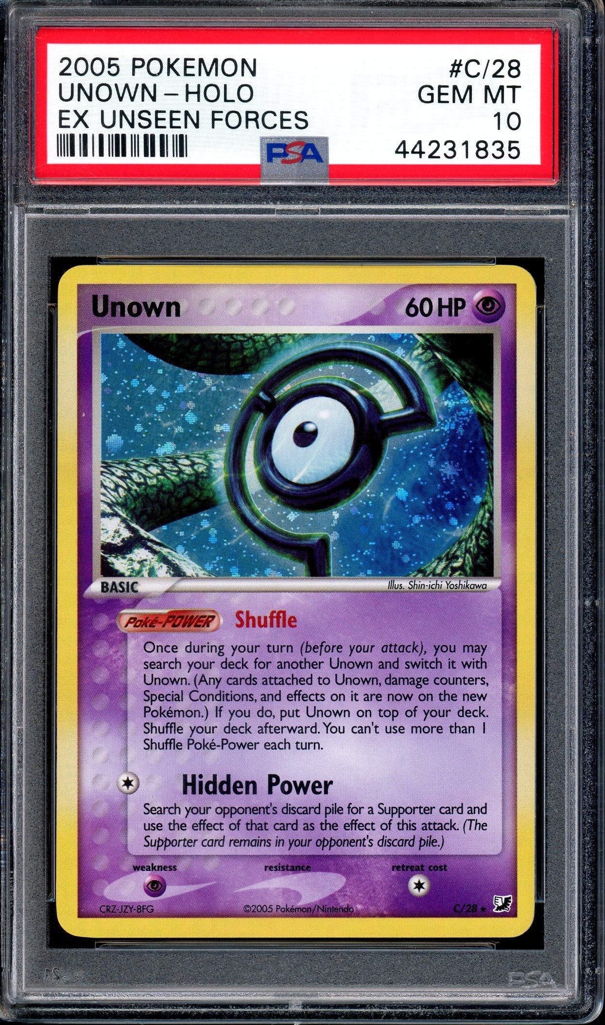 2005 Pokémon EX Unseen Forces Unown-Holo #C/28 PSA 10 GEM MINT