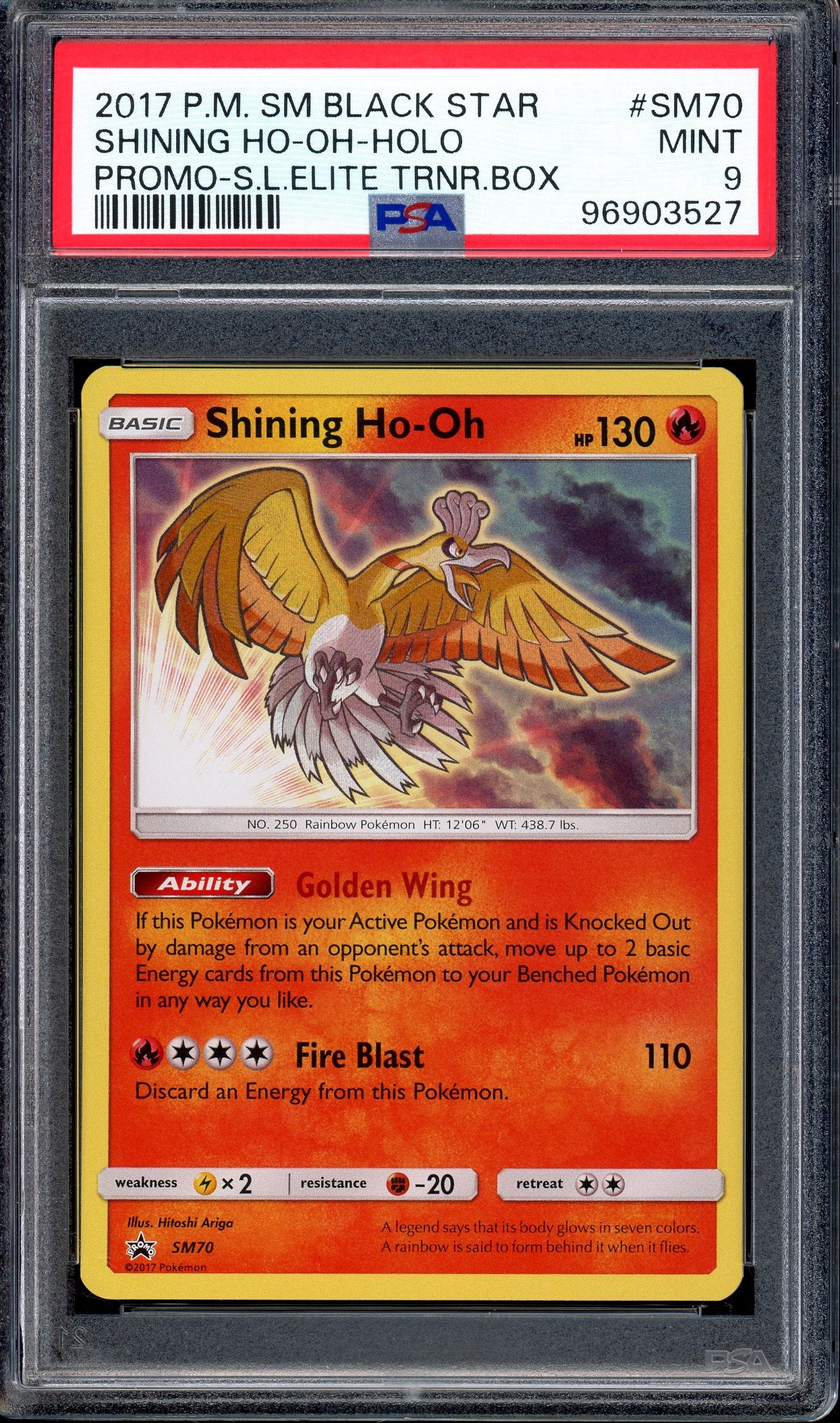 2017 Pokémon Sun & Moon Black Star Promo Shining Ho-Oh #SM70 PSA 9 MINT