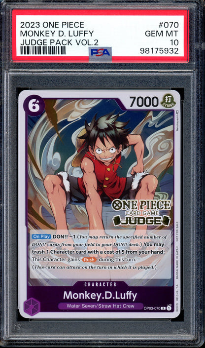 2023 One Piece Judge Pack Volume 2 Monkey D. Luffy #70 PSA 10 GEM MINT