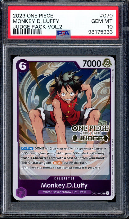 2023 One Piece Judge Pack Volume 2 Monkey D. Luffy #70 PSA 10 GEM MINT