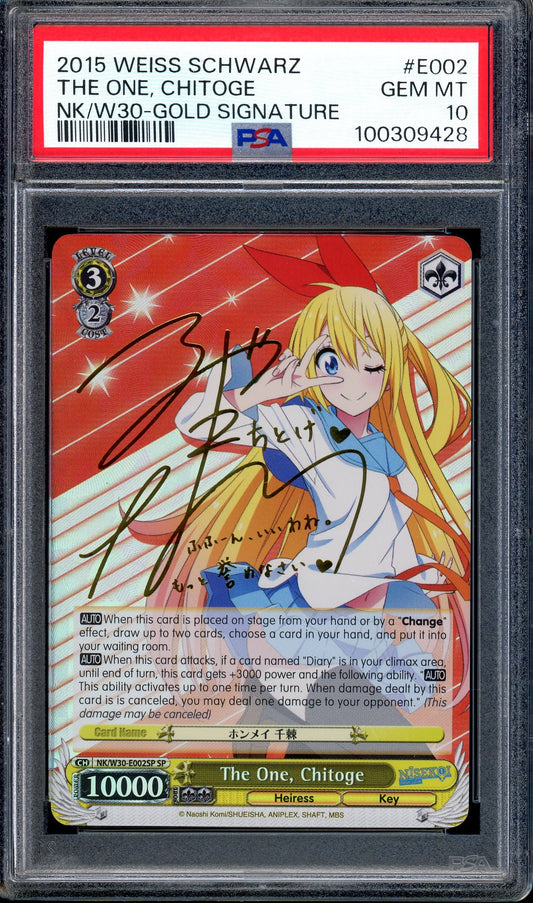 2015 Weiss Schwarz Nisekoi False Love Gold Signature The One, Chitoge PSA 10 GEM MINT