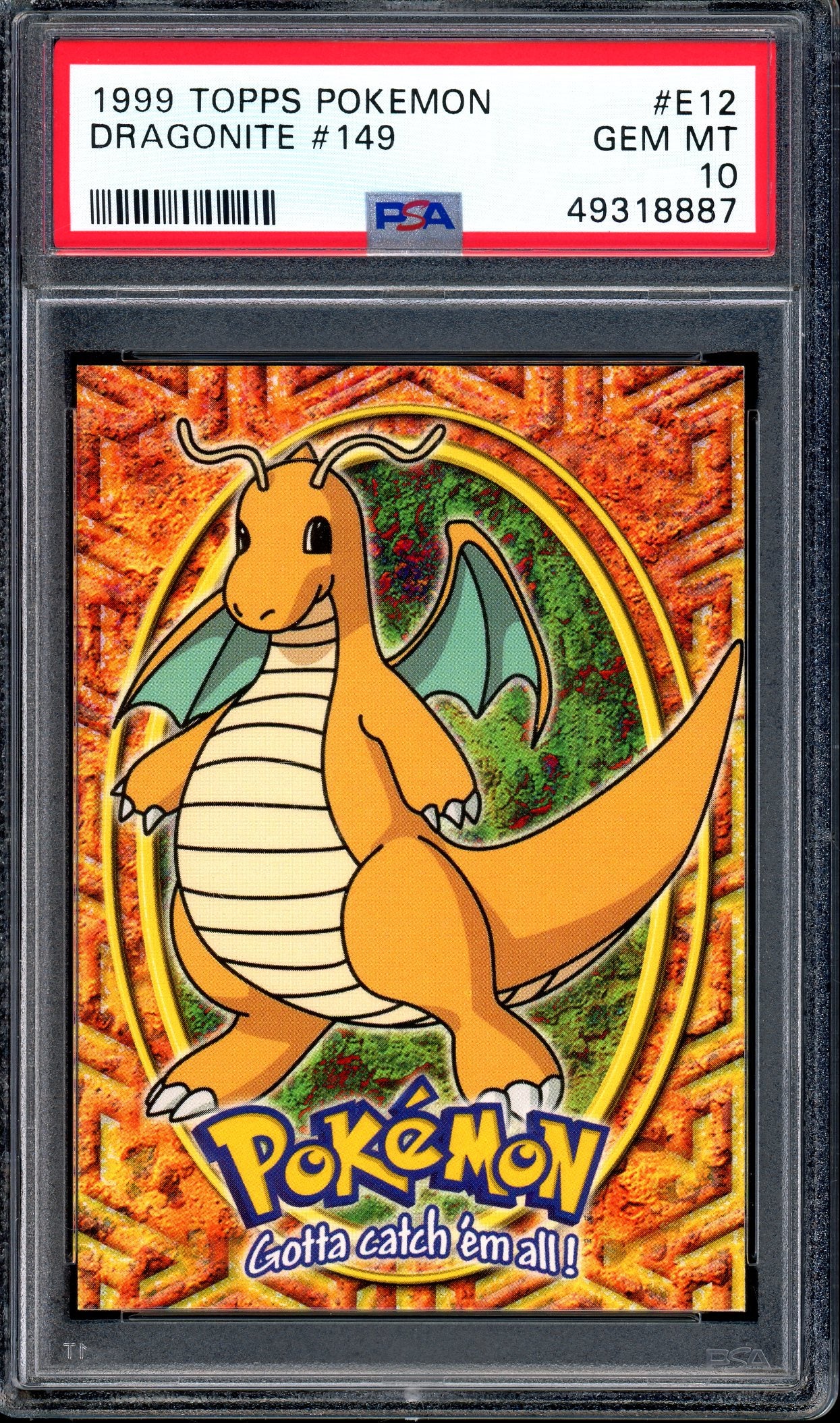 1999 Pokémon Topps Movie Edition Dragonite #E12 PSA 10 GEM MINT