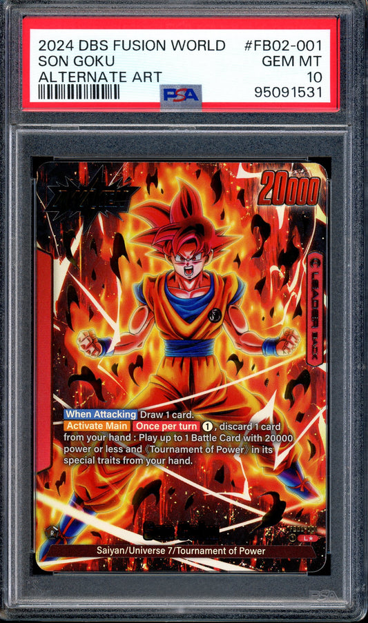2024 Dragon Ball Super Fusion World Blazing Aura Alternate Art Son Goku FB02-001 PSA 10 GEM MINT