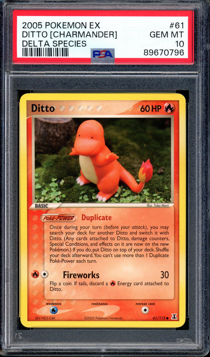 2005 Pokémon EX Delta Species Ditto (Charmander) #61 PSA 10 GEM MINT