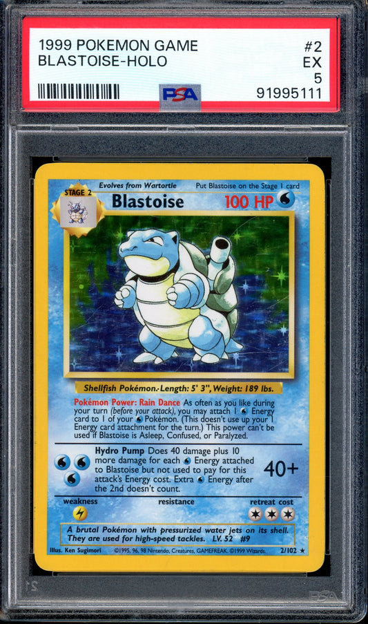 1999 Pokémon Game Blastoise-Holo #2 PSA 5 EX