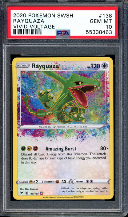 2020 Pokémon SWSH Vivid Voltage Amazing Rare Rayquaza #138 PSA 10 GEM MINT