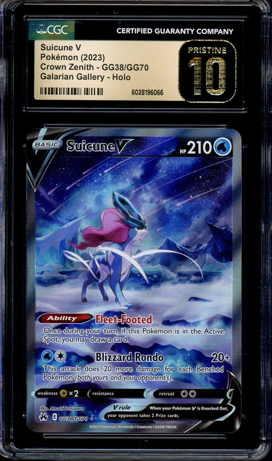 2023 Pokémon SWSH Crown Zenith Full Art Suicune V #GG38 CGC 10 PRISTINE