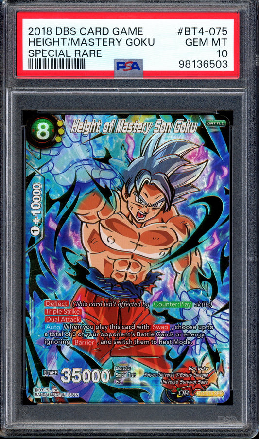 2018 Dragon Ball Super Colossal Warfare Heights of Mastery Son Goku SPR #75 PSA 10 GEM MINT