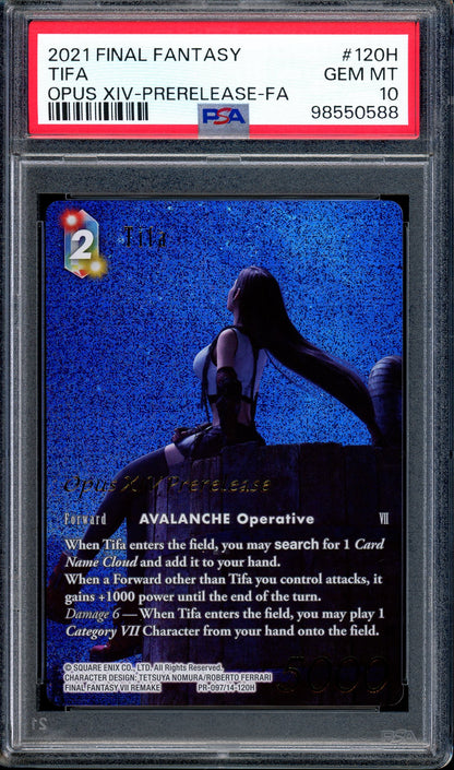 2021 Final Fantasy Opus XIV Prerelease Full Art Tifa #120H PSA 10 GEM MINT