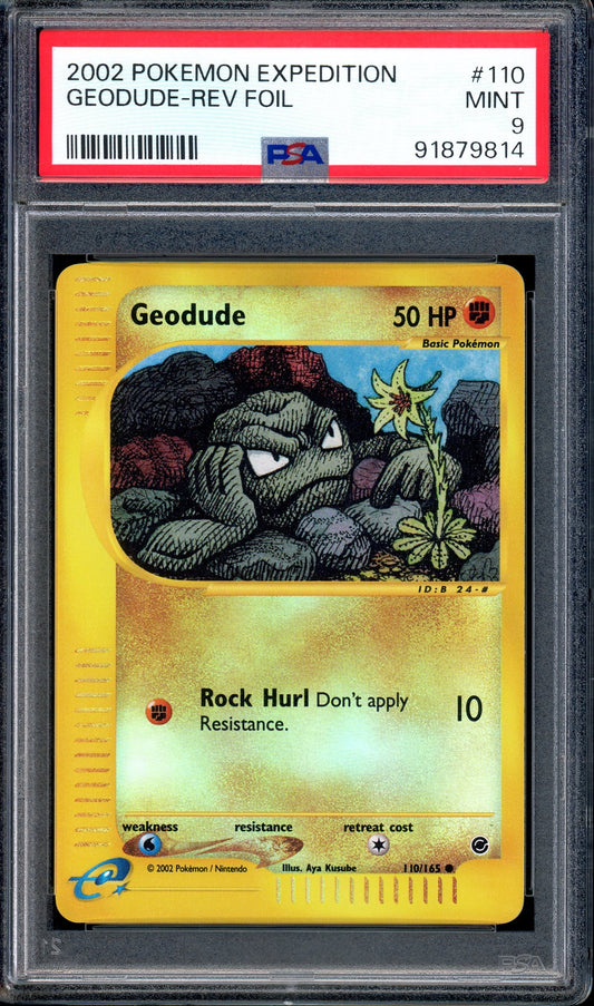 2002 Pokémon Expedition Geodude-Reverse Foil #110 PSA 9 MINT