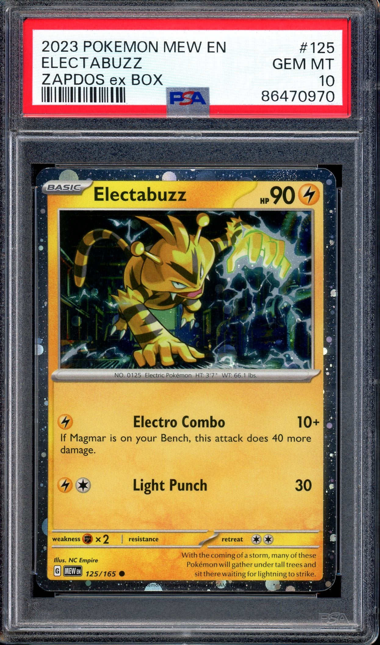 2023 Pokémon Scarlet & Violet 151 Zapdos ex Box Electabuzz #125 PSA 10 GEM MINT