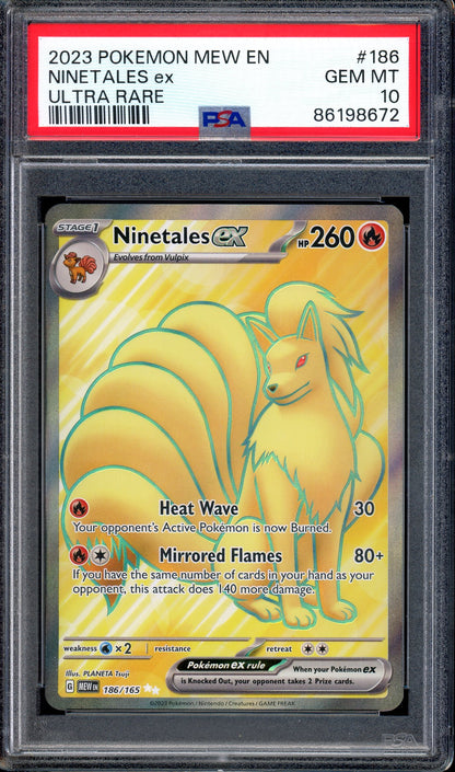 2023 Pokémon Scarlet & Violet 151 Ultra Rare Ninetales ex #186 PSA 10 GEM MINT