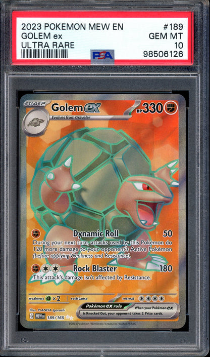 2023 Pokémon Scarlet & Violet 151 Ultra Rare Golem ex #189 PSA 10 GEM MINT