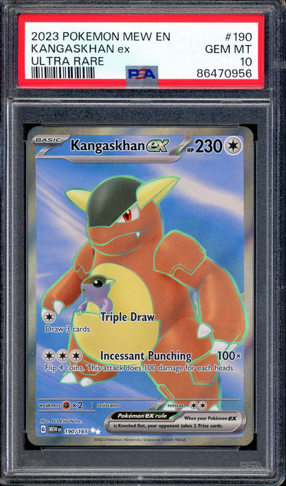 2023 Pokémon Scarlet & Violet 151 Ultra Rare Kangaskhan ex #190 PSA 10 GEM MINT