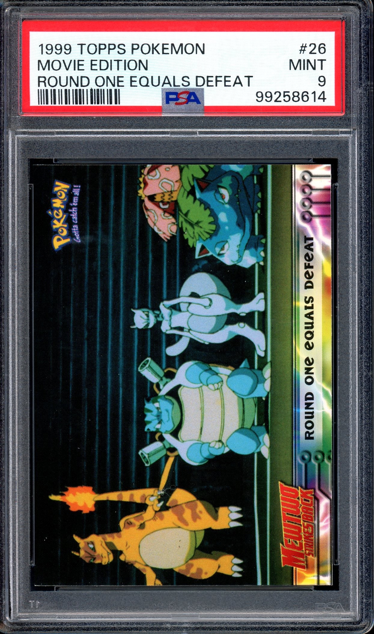 1999 Pokémon Topps Movie Edition Round One Equals Defeat #26 PSA 9 MINT