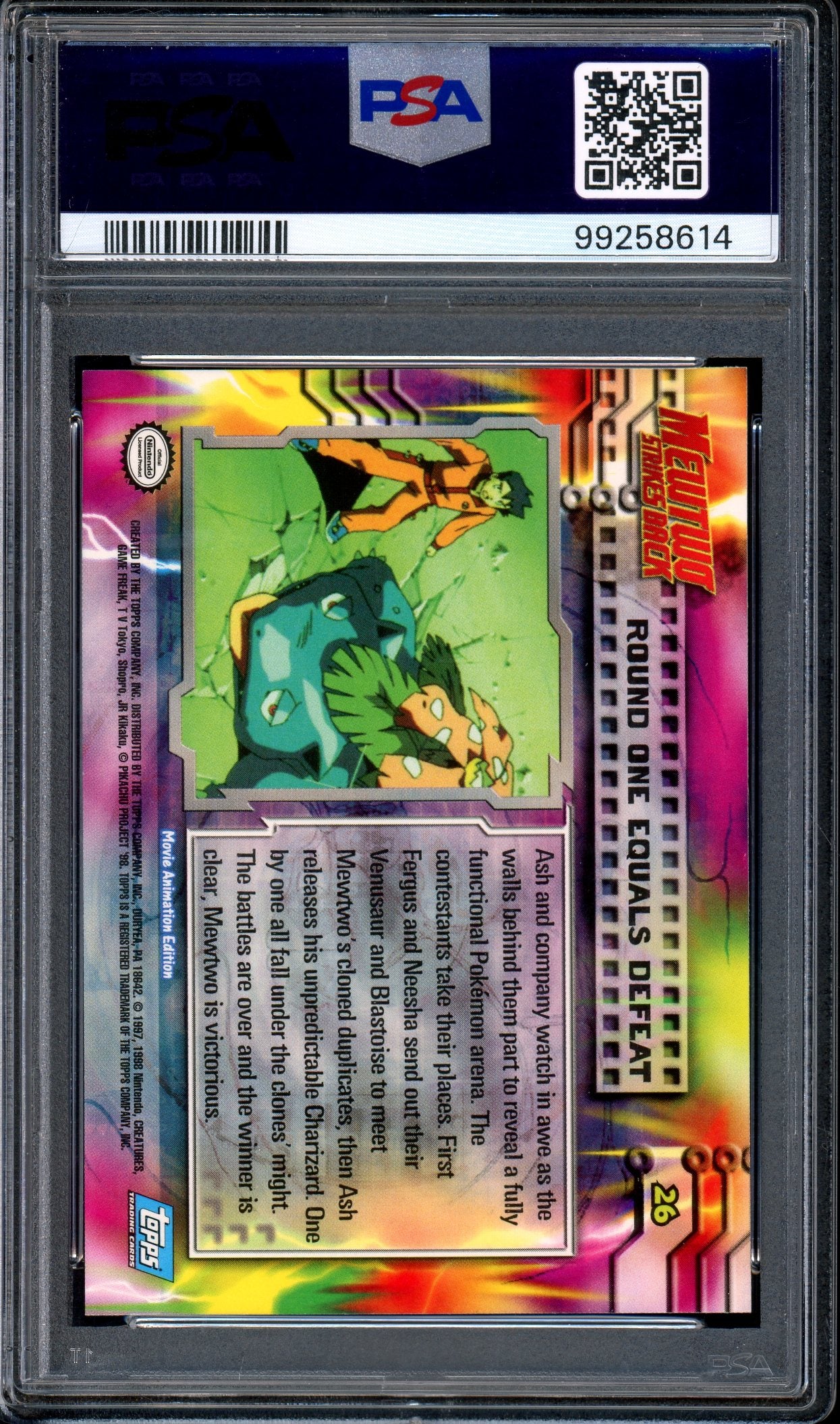 1999 Pokémon Topps Movie Edition Round One Equals Defeat #26 PSA 9 MINT