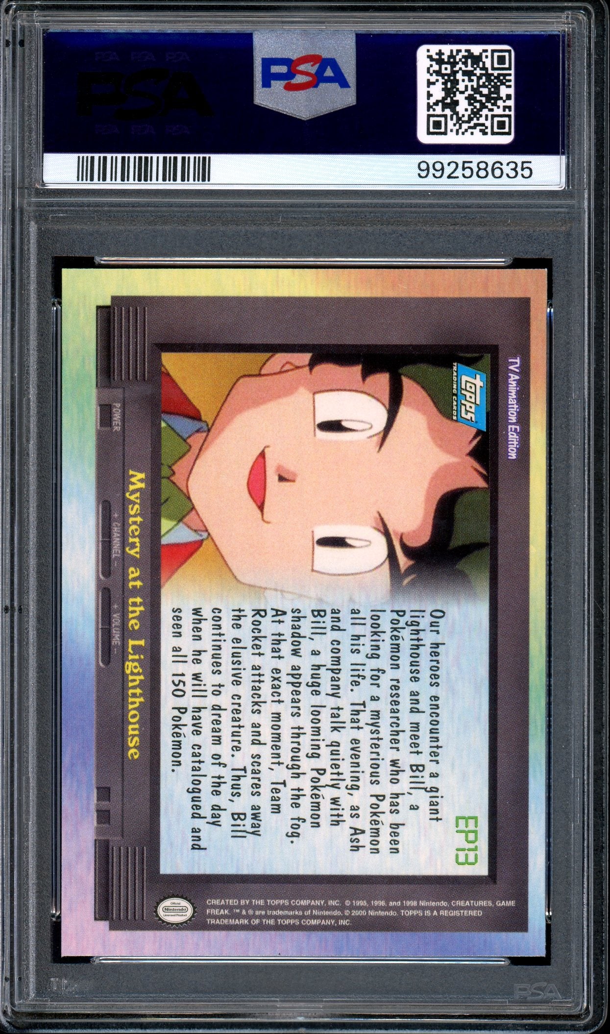 2000 Pokémon Topps TV Animation Series 2 Episode Card EP13 Mystery at the Lighthouse #EP13 PSA 9 MINT