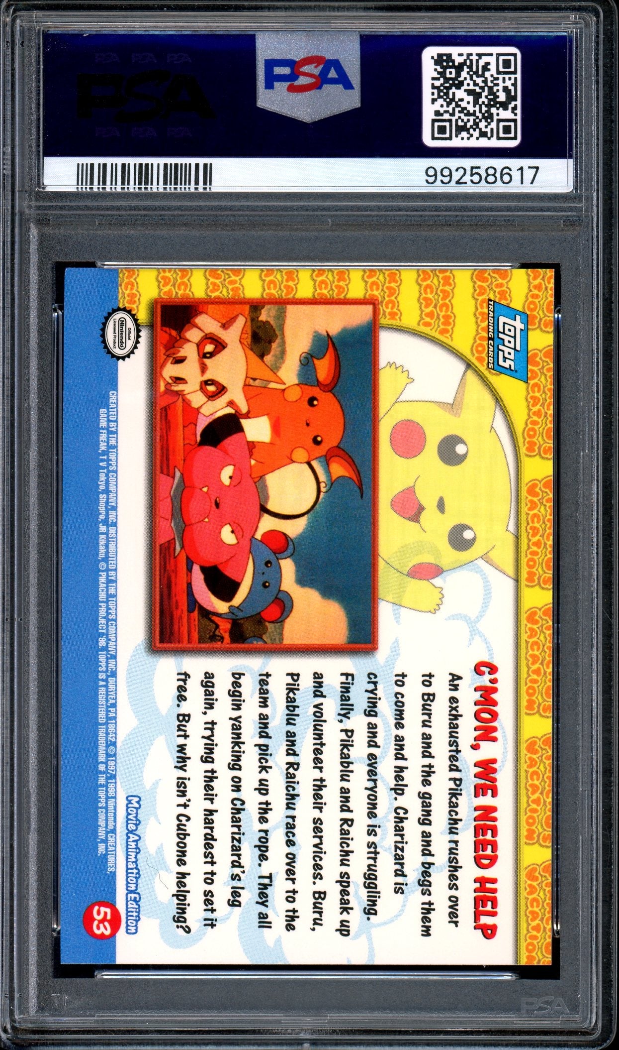 1999 Pokémon Topps Pokemon Movie Edition C'mon, We Need Help #53 PSA 8 NM-MT