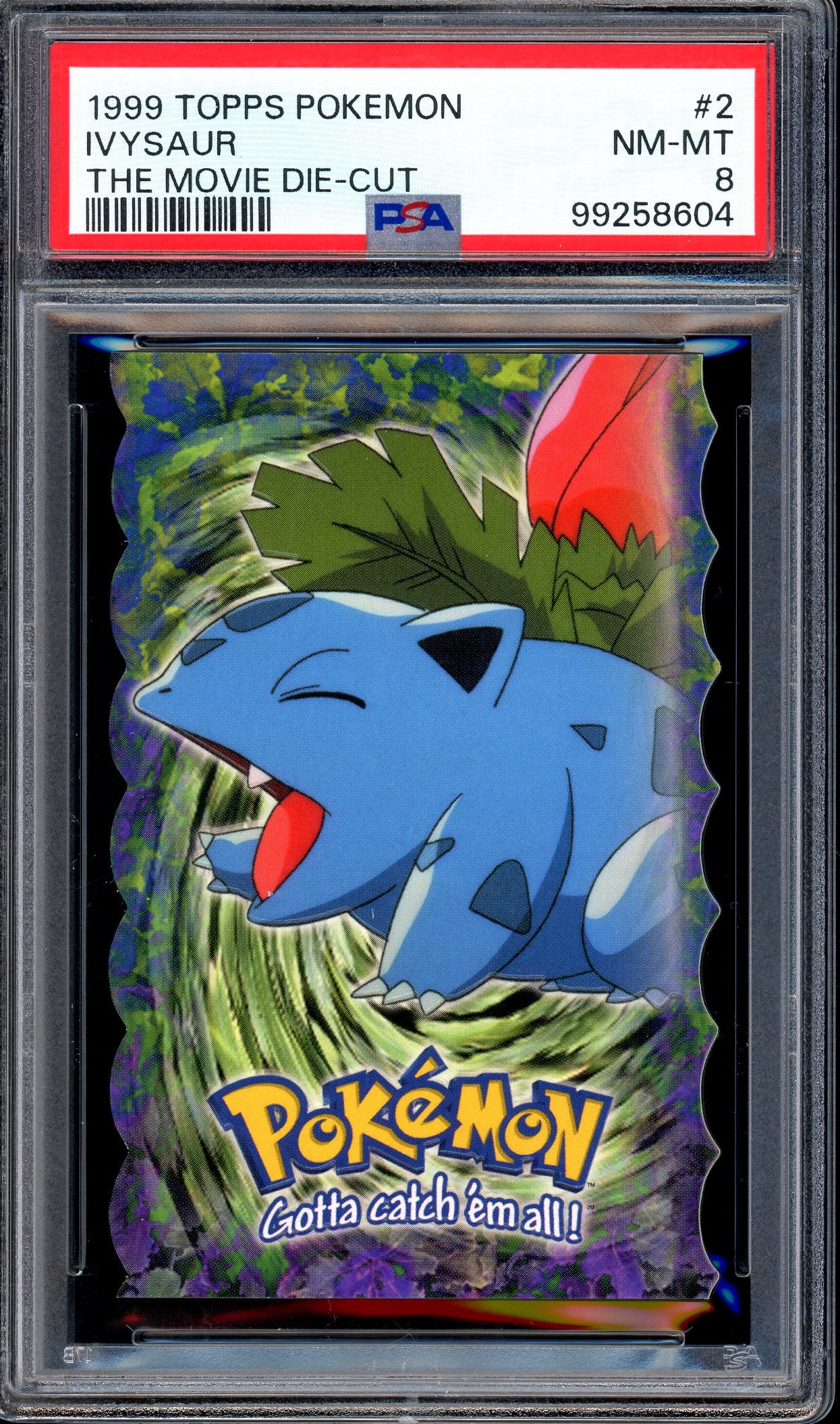 1999 Pokémon Topps Pokemon The Movie Die-Cut Ivysaur #2 PSA 8 NM-MT