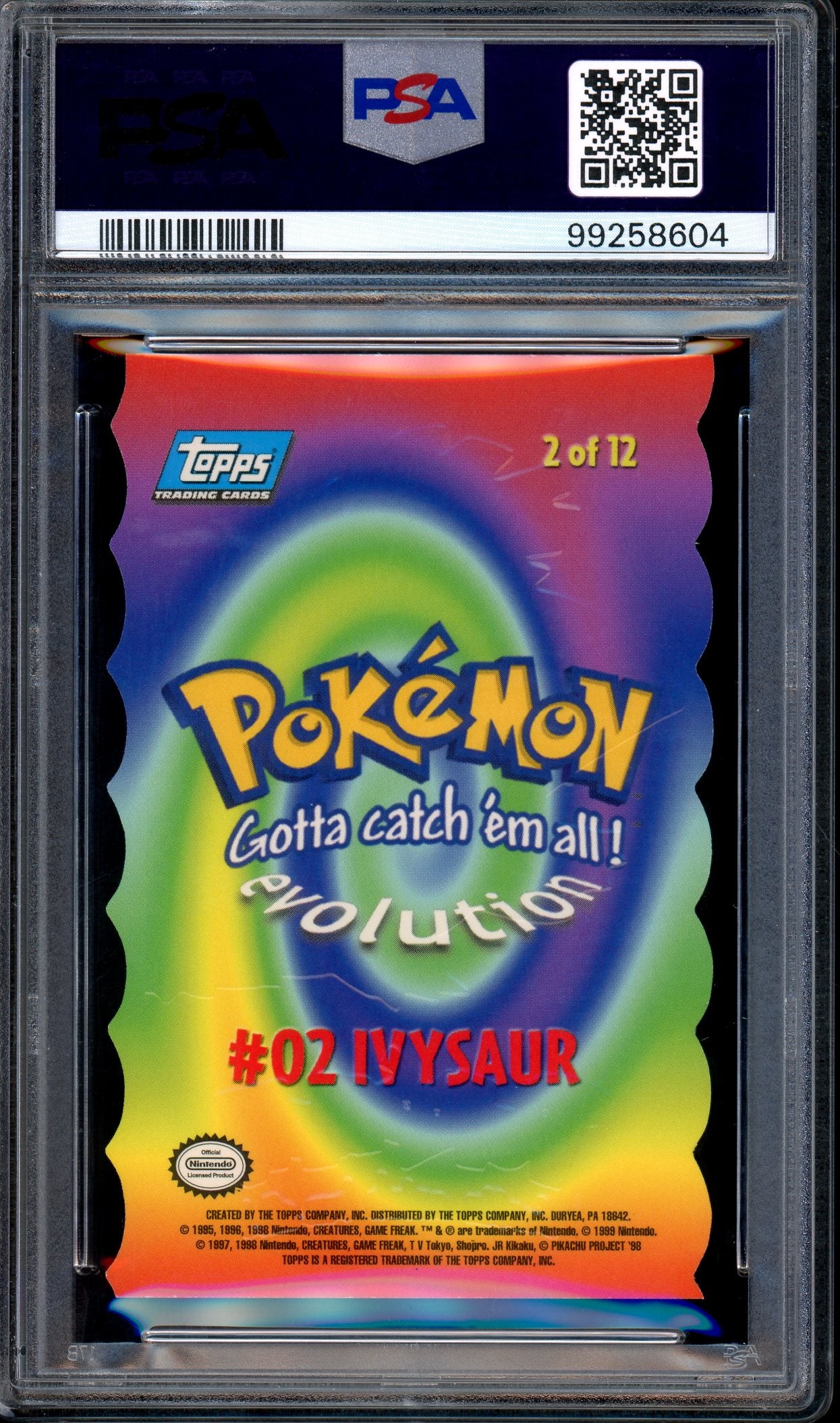 1999 Pokémon Topps Pokemon The Movie Die-Cut Ivysaur #2 PSA 8 NM-MT