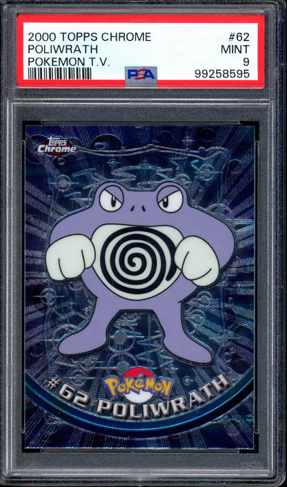 2000 Pokémon Topps Chrome TV Poliwrath #62 PSA 9 MINT